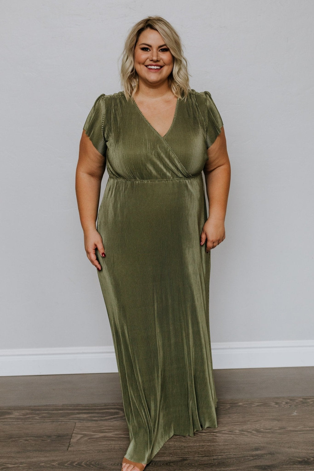 Athena Pleated Maxi Dress | Sage